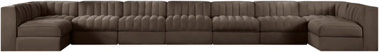 Rummi - Armless Velvet Performance Fabric Upholstered 9 Piece Modular Sectional - Stylish Home Furniture