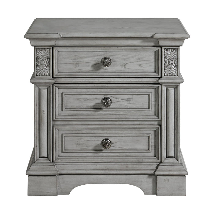 Glenmore - 3-Drawer Nightstand With USB - Aged Gray - Stylish Home Furniture