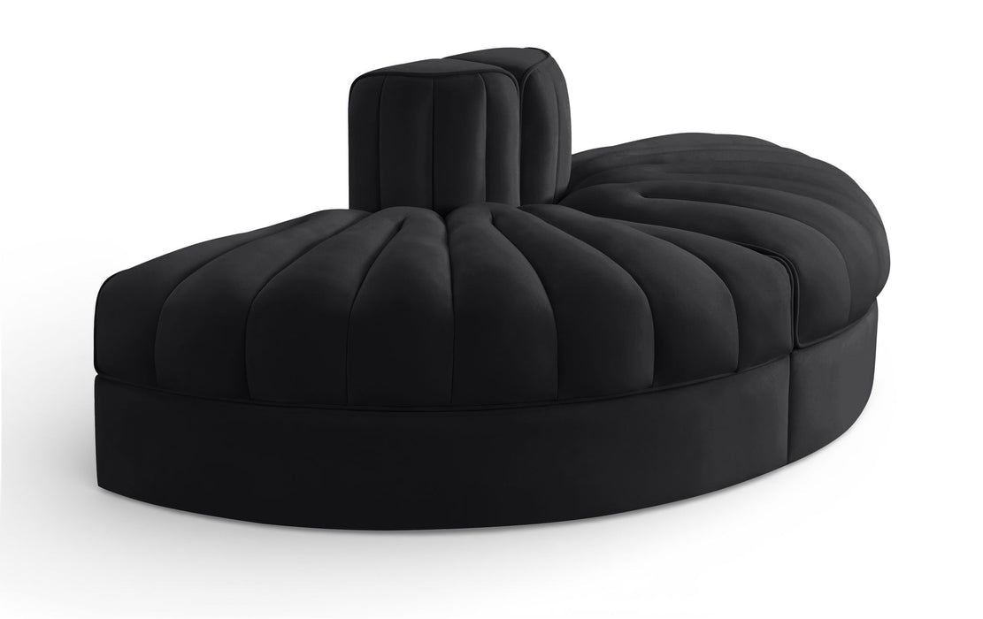 Rummi - Velvet Performance Fabric Upholstered 2 Piece  Rounded Modular Loveseat - Stylish Home Furniture