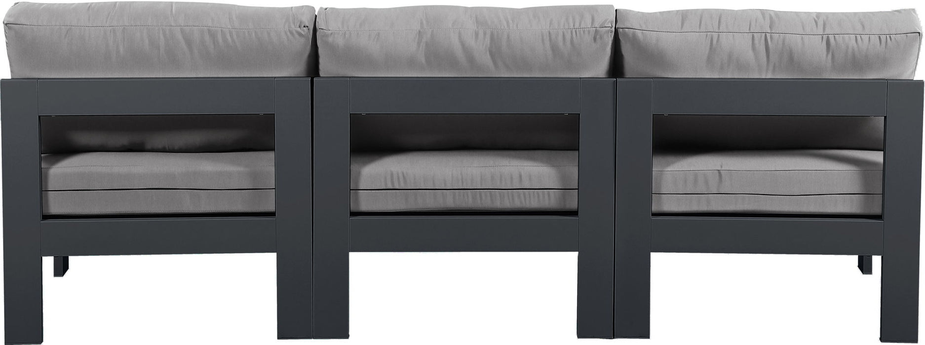 Nizuc - Outdoor Patio 3 Seat Armless Modular Sofa With Gray Frame