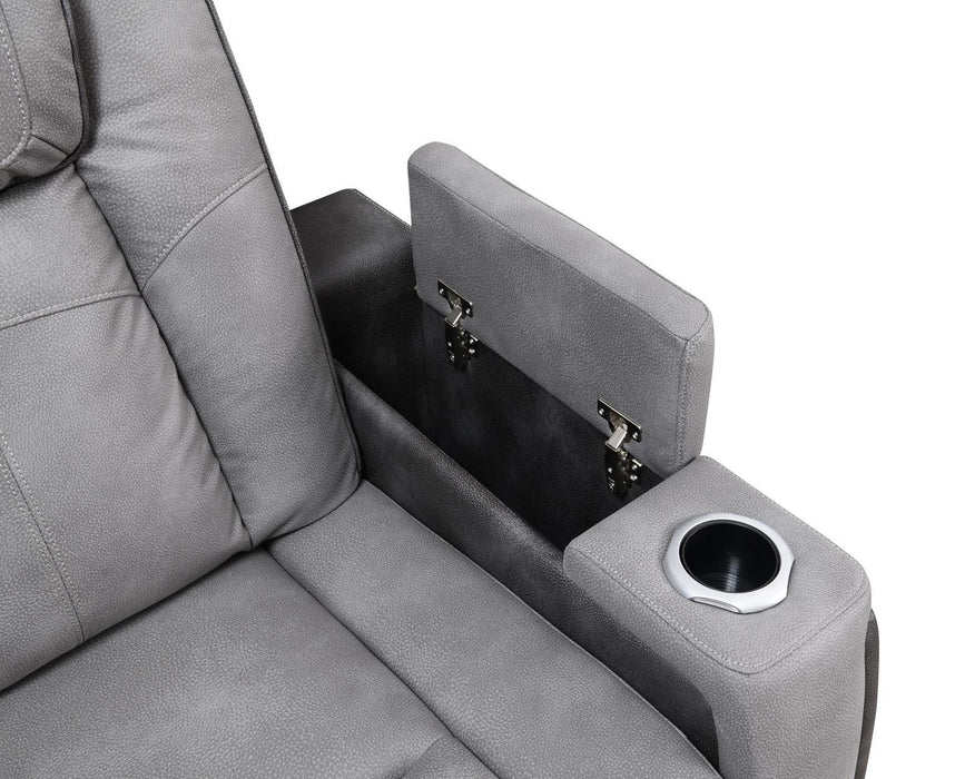 U77 - Power Reclining With Power Headrest, Storage Arms / USB And Wireless Charger Loveseat - Slate