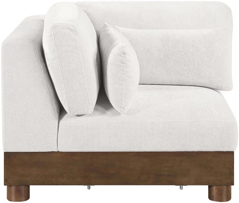 Turin - Chenille Fabric Upholstered Modular Corner Chair - Walnut Base - Stylish Home Furniture