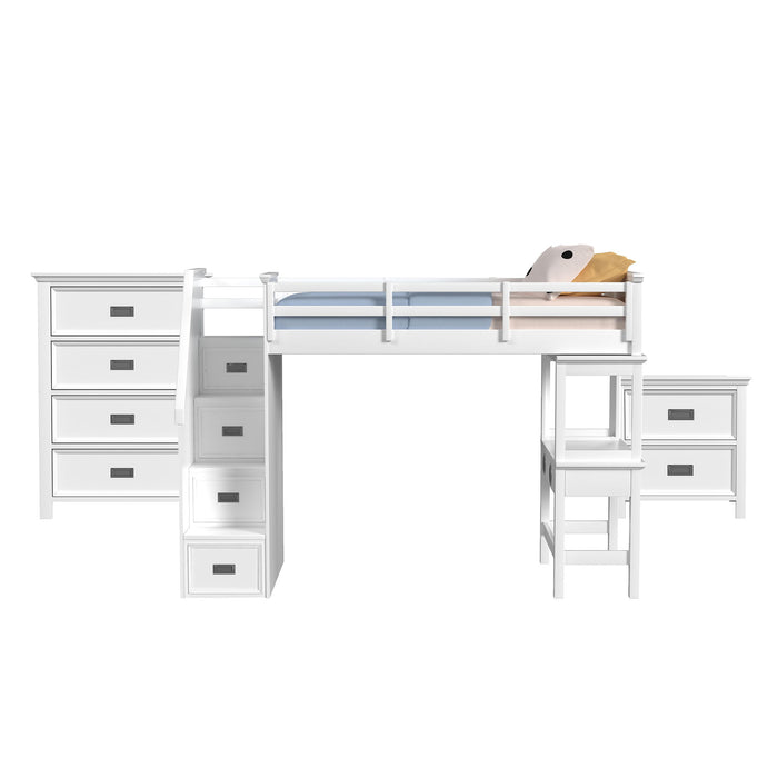 Hampton Kids - Loft With Staircase And Desk With Speaker Bedroom Set - Stylish Home Furniture