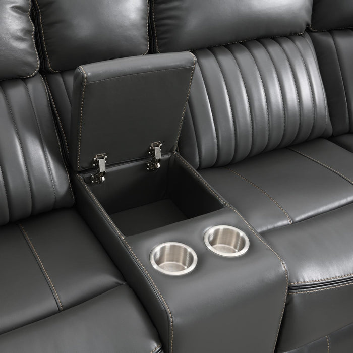 U23 - 3 Piece Power Reclining Sectional With Screen - Gray