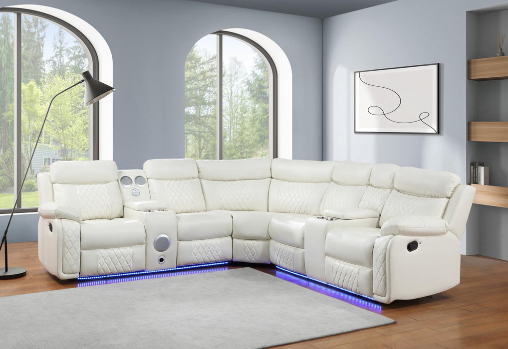 U64 - Motion 3 Piece Sectional With Bluetooth Speaker - White - Blue