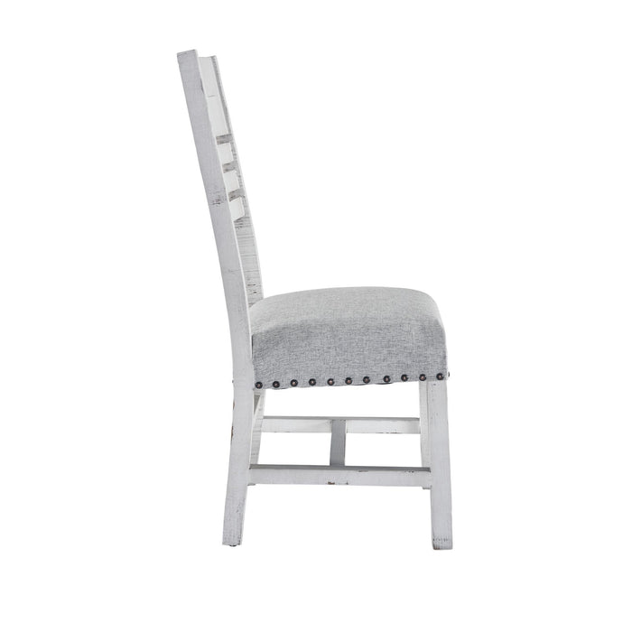 Condesa - Round Dining-White Wooden Back Side Chair (Set of 2) - Distressed White Finish