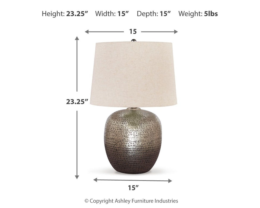 Magalie - Metal Table Lamp  - Antique Silver Finish - Stylish Home Furniture