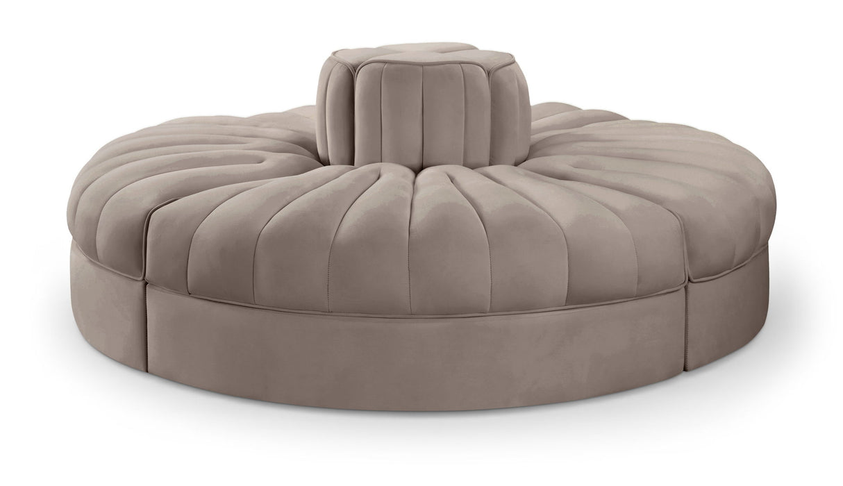 Rummi - Round Velvet Performance Fabric Upholstered 4 Piece Modular Sofa - Stylish Home Furniture