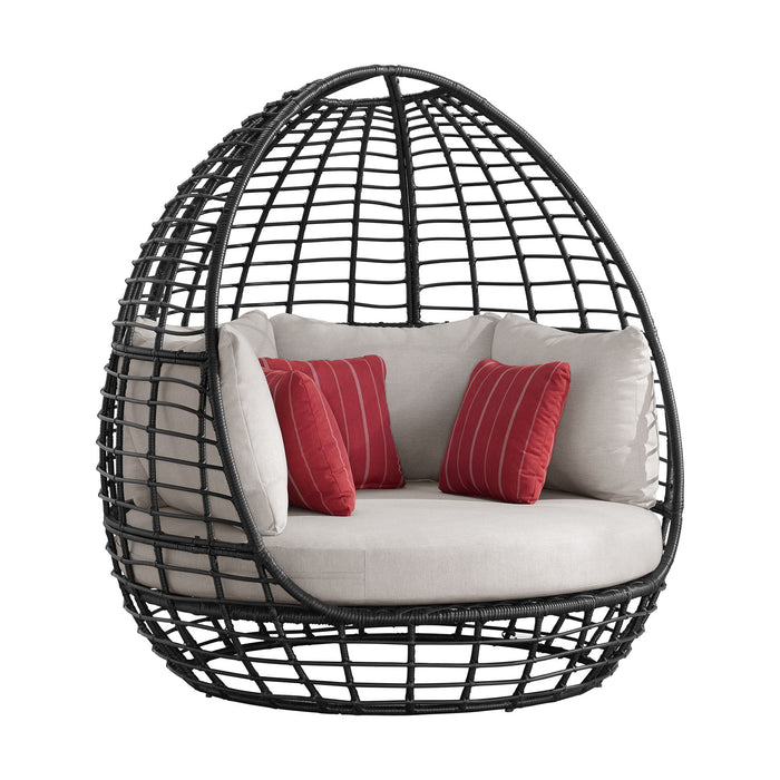 Playa - Twin Egg Chair With 3 Pillows - Dark Gray / Beige - Stylish Home Furniture