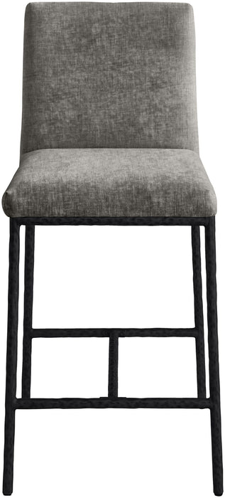 Reeves - Chenille Fabric Upholstered Counter Stool (Set of 2) - Black Base
