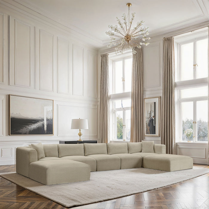 Shaggy - 7 Piece Modular Sectional With 2 Ottomans