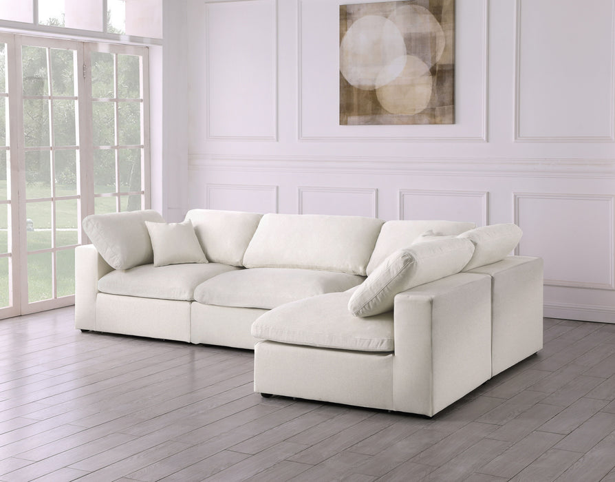 Serene - Linen Textured Fabric Deluxe Comfort Modular Sectional 4 Piece - Cream