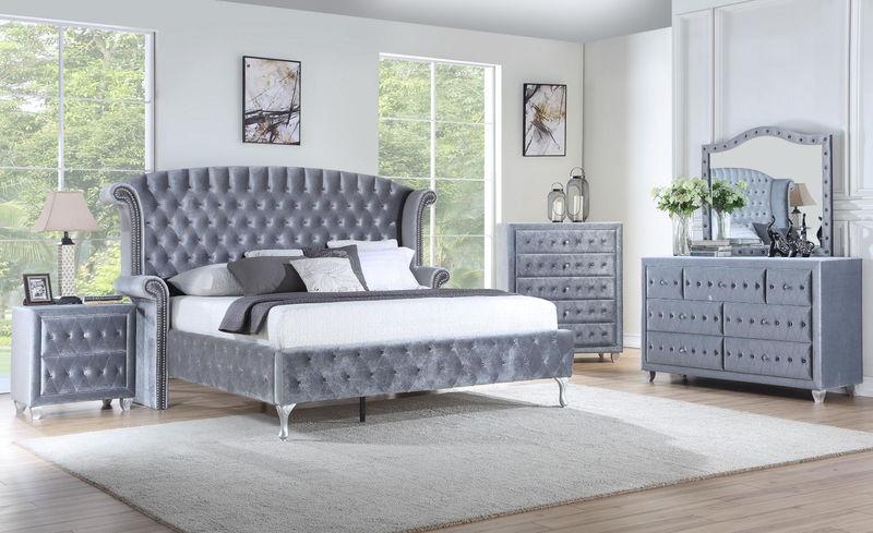 B040 - Velvet Dresser - Gray