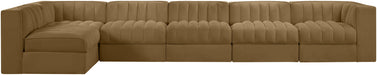 Rummi - Velvet Performance Fabric Upholstered 6 Piece Modular Sectional, L-Shaped (Right) - Stylish Home Furniture