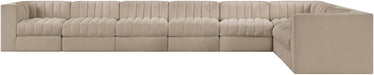 Rummi - Velvet Performance Fabric Upholstered 8 Piece Modular Sectional (With 3 Corner Chairs) - Stylish Home Furniture