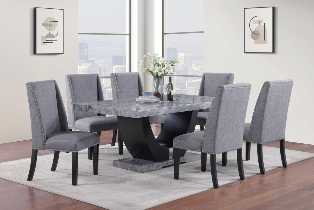 D144 - Faux Marble Dining Table - Gray