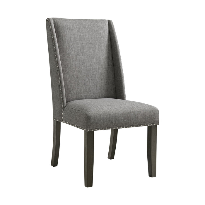 Everdeen - Side Chair With Gray Fabric and Nail Heads (Set of 2) - Charcoal - Stylish Home Furniture