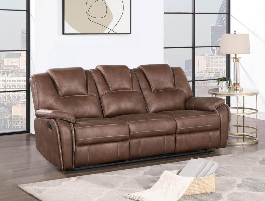 U120 - Motion Sofa With Dropdown Table - Brown
