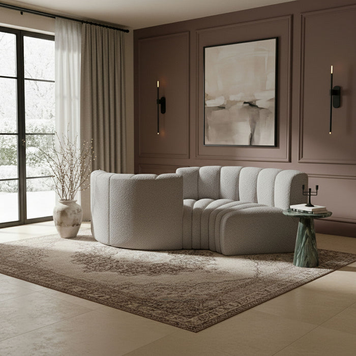 Arc - Boucle Fabric 4 Piece Curved Modular Sofa