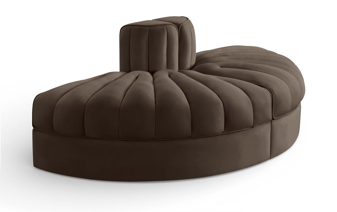 Rummi - Velvet Performance Fabric Upholstered 2 Piece  Rounded Modular Loveseat - Stylish Home Furniture