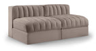 Rummi - Velvet Performance Fabric Upholstered 2 Piece Modular Armless Loveseat - Stylish Home Furniture
