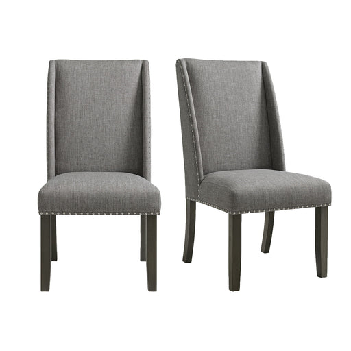 Everdeen - Side Chair With Gray Fabric and Nail Heads (Set of 2) - Charcoal - Stylish Home Furniture