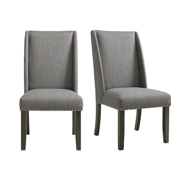 Everdeen - Side Chair With Gray Fabric and Nail Heads (Set of 2) - Charcoal - Stylish Home Furniture