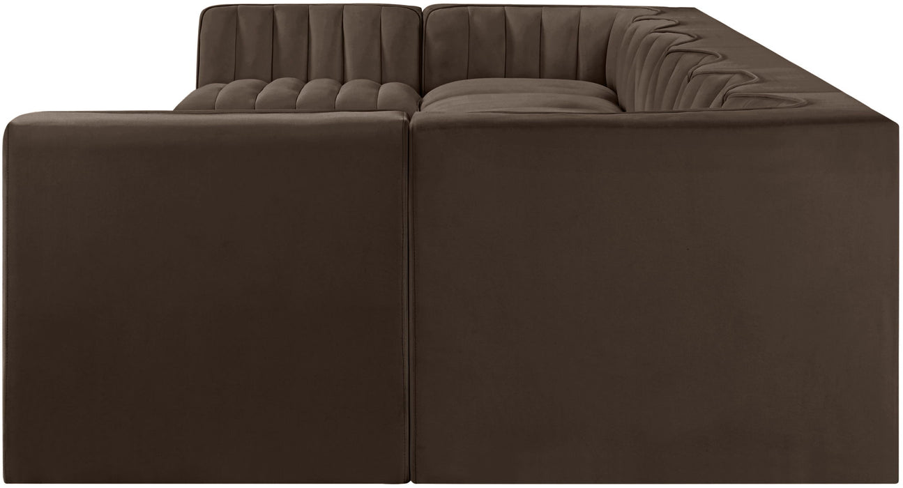 Rummi - Velvet Performance Fabric Upholstered 8 Piece Modular Sectional (With 2 Corner Chairs) - Stylish Home Furniture