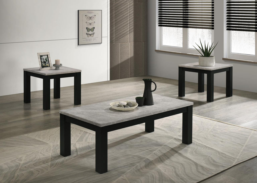 T233 - Melamine Top 3 Piece Table Set (Coffee And 2 End Tables) - Black / White