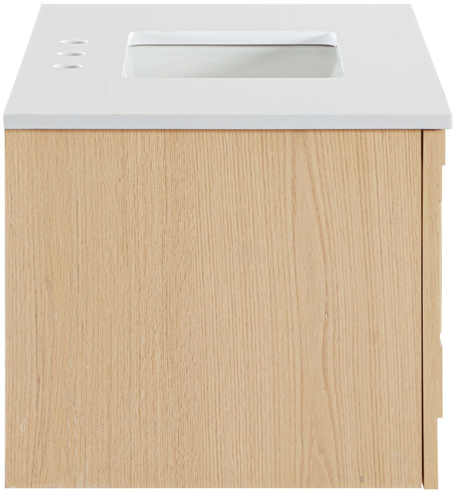 Leonardo - Engineered Stone And Solid Wood 24" Wall Mounted Bathroom Vanity