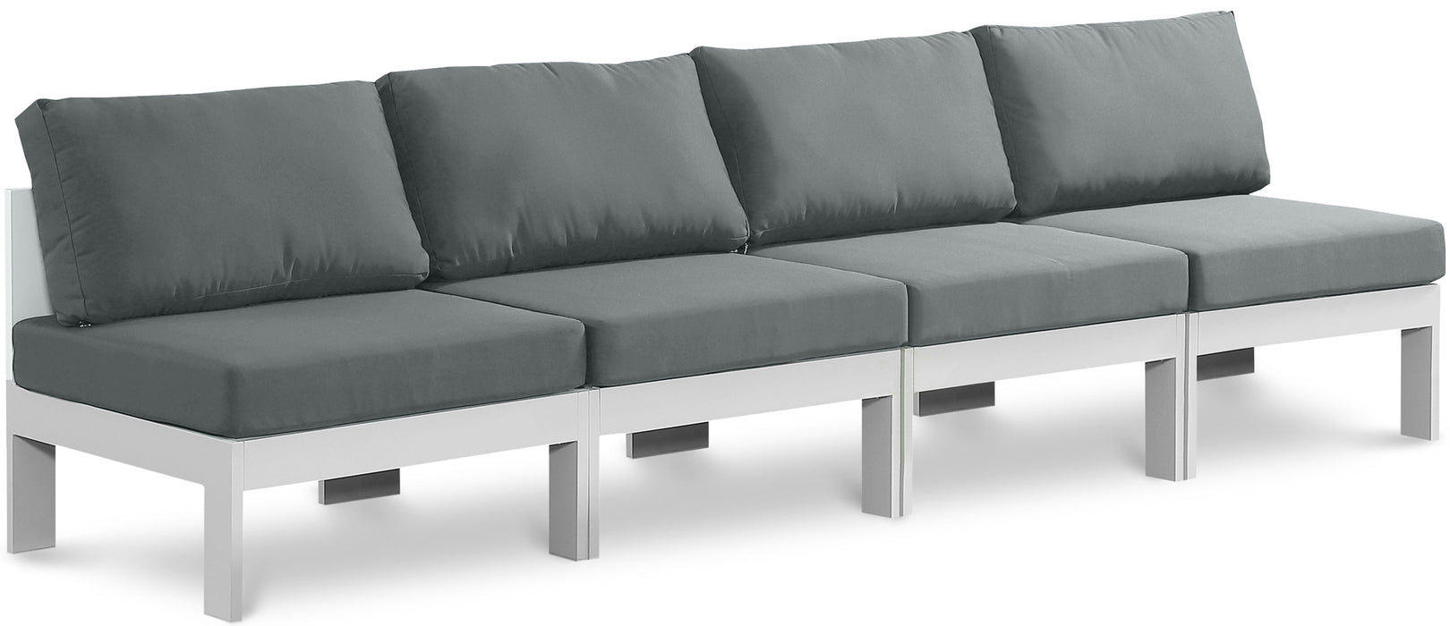 Nizuc - Outdoor Patio 4 Seat Armless Modular Sofa With White Frame