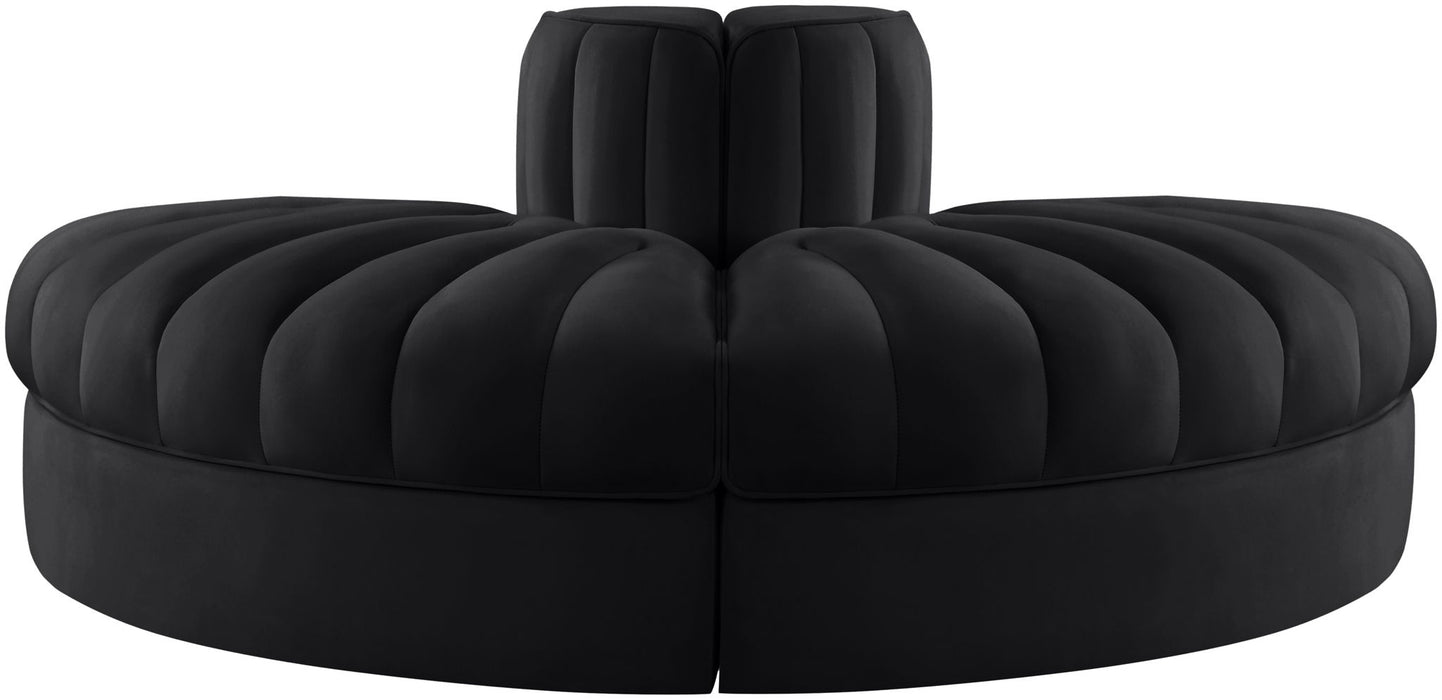 Rummi - Velvet Performance Fabric Upholstered 2 Piece  Rounded Modular Loveseat - Stylish Home Furniture