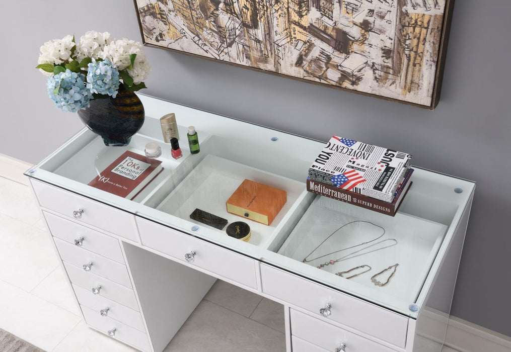 G-315 - Glamour Vanity Set (Dresser + Mirror Bluetooth Speaker With Lights) - White