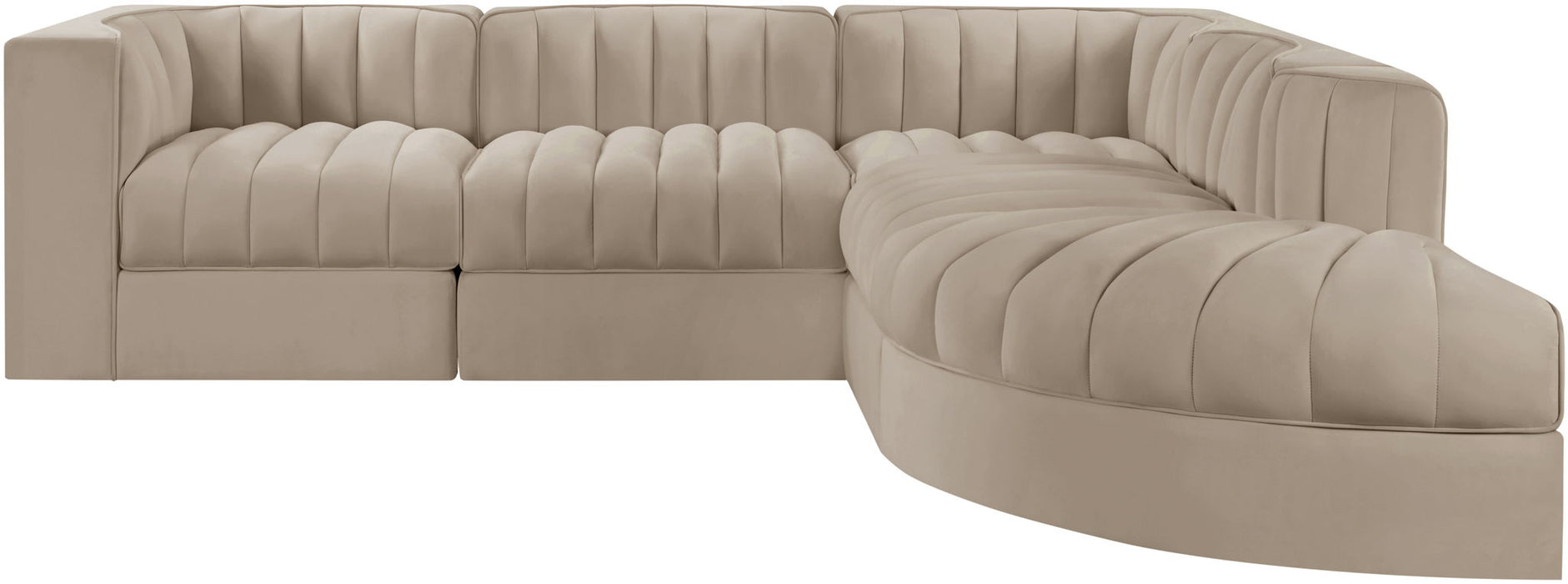 Rummi - Velvet Performance Fabric Upholstered 5 Piece Modular Sectional - Stylish Home Furniture