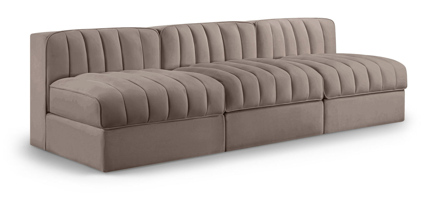 Rummi - Velvet Performance Fabric Upholstered 3 Piece Modular Armless Sofa - Stylish Home Furniture