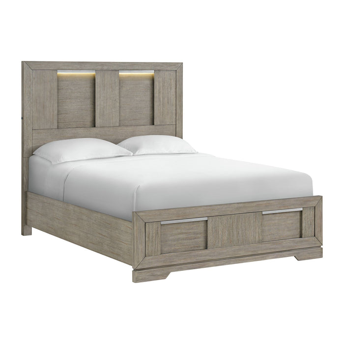 Kelis - 4 Piece Bedroom Set With Queen Panel Bed And LED - Gray - Stylish Home Furniture