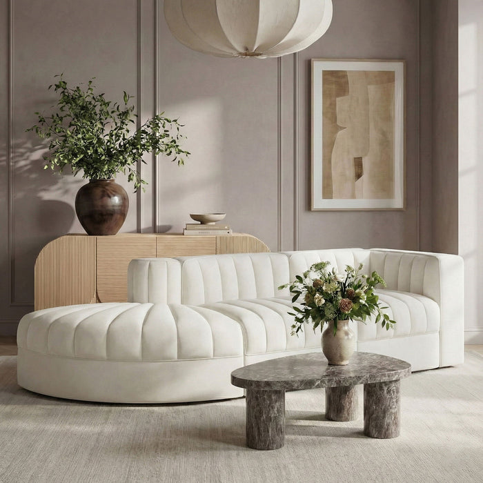 Rummi - Velvet Performance Fabric Upholstered 3 Piece Modular Sectional - Stylish Home Furniture