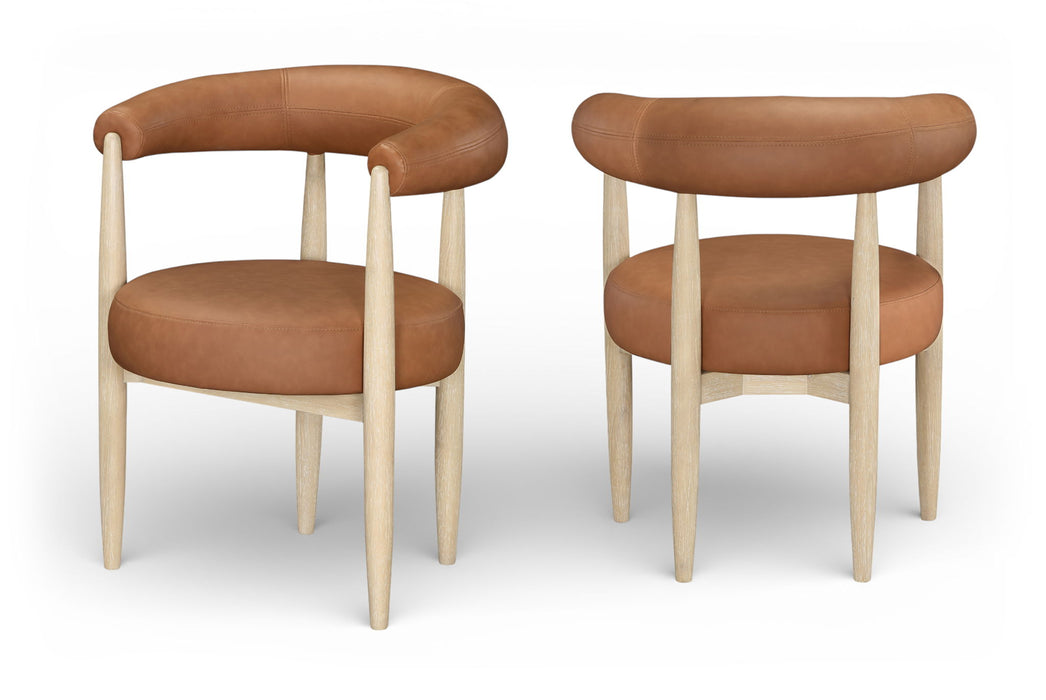 Sable - Vegan Leather Upholstered Dining Chair (Set of 2) - Painted Natural Base - Stylish Home Furniture