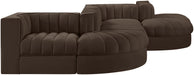 Rummi - Rounded Velvet Performance Fabric Upholstered 6 Piece Modular Sectional - Stylish Home Furniture