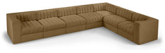 Rummi - Velvet Performance Fabric Upholstered 7 Piece Modular Sectional (With 3 Corner Chairs) - Stylish Home Furniture