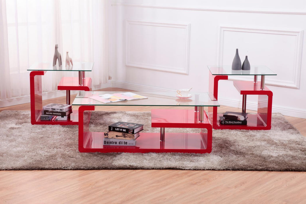 T306 - Table Set (Coffee Table And 2 End Table) - Red