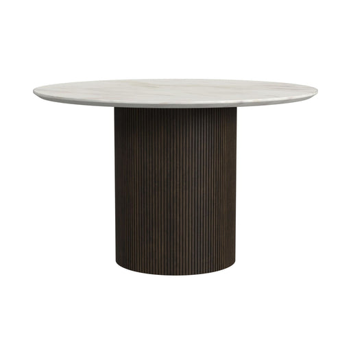 Sylvie - Round Dining Table (Top With Faux Marble And Base) - Dark Brown / White - Stylish Home Furniture