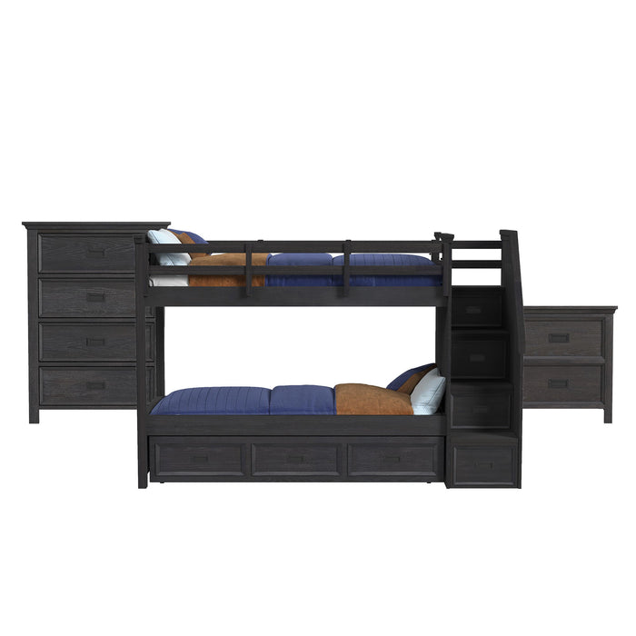 Hampton Kids - Bunk With Staircase And Trundle Bedroom Set - Stylish Home Furniture