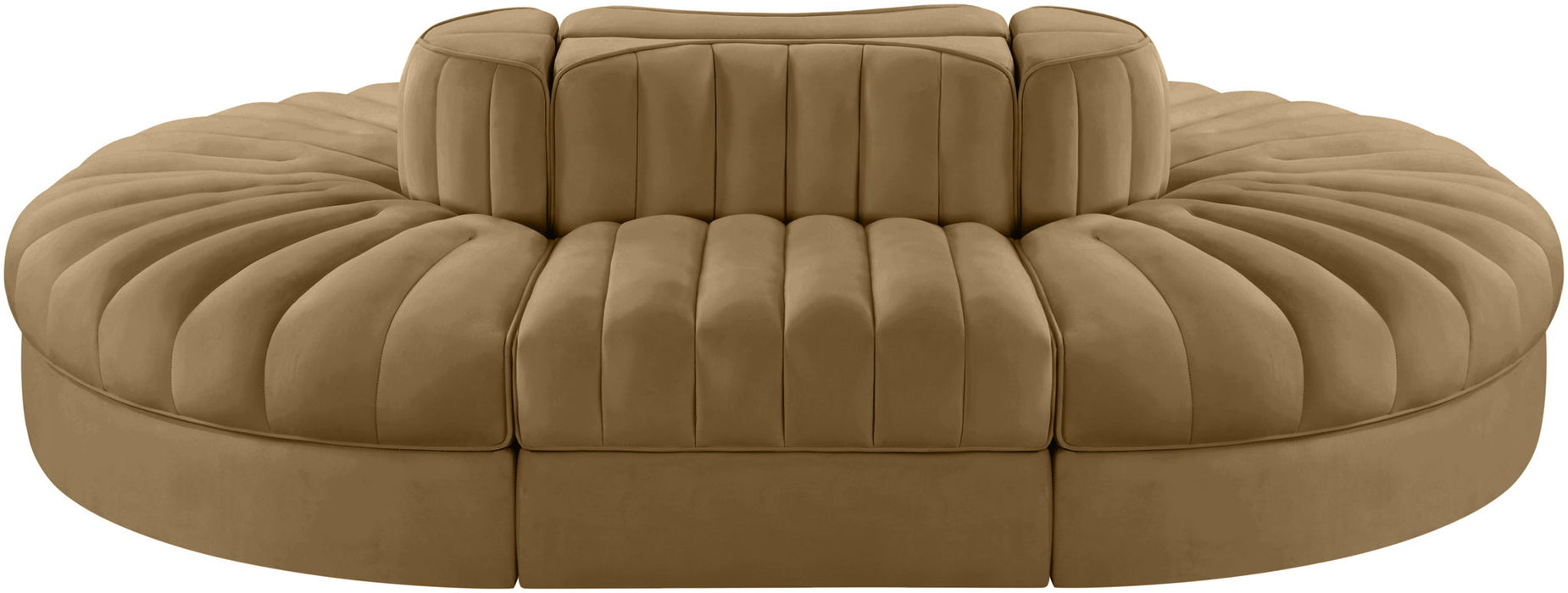 Rummi - Oval Velvet Performance Fabric Upholstered 6 Piece Modular Sectional - Stylish Home Furniture