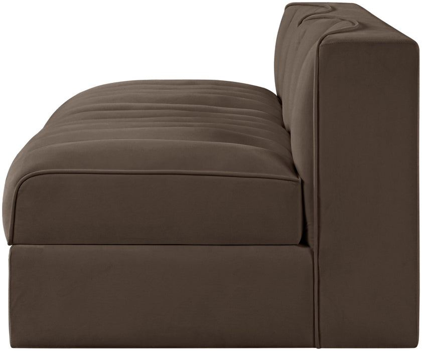 Rummi - Velvet Performance Fabric Upholstered 2 Piece Modular Armless Loveseat - Stylish Home Furniture