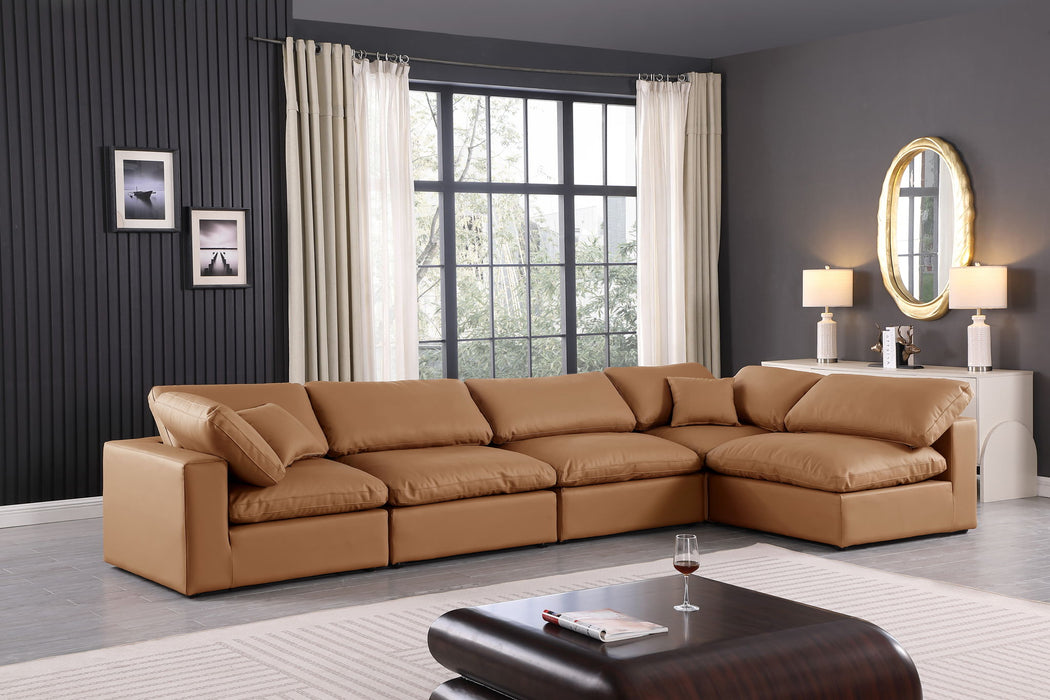 Comfy - 5 Piece Faux Leather Modular Sectional
