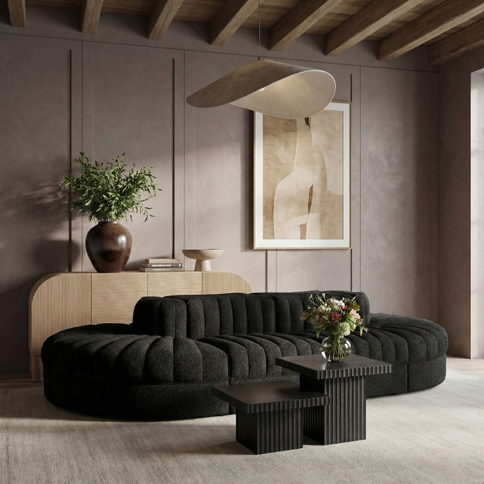 Rummi - Oval Velvet Performance Fabric Upholstered 8 Piece Modular Sectional - Stylish Home Furniture