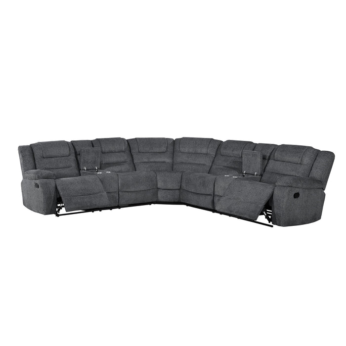 Redondo - 3 Piece Manual Sectional (2 Loveseats & Wedge) - Dark Gray - Stylish Home Furniture