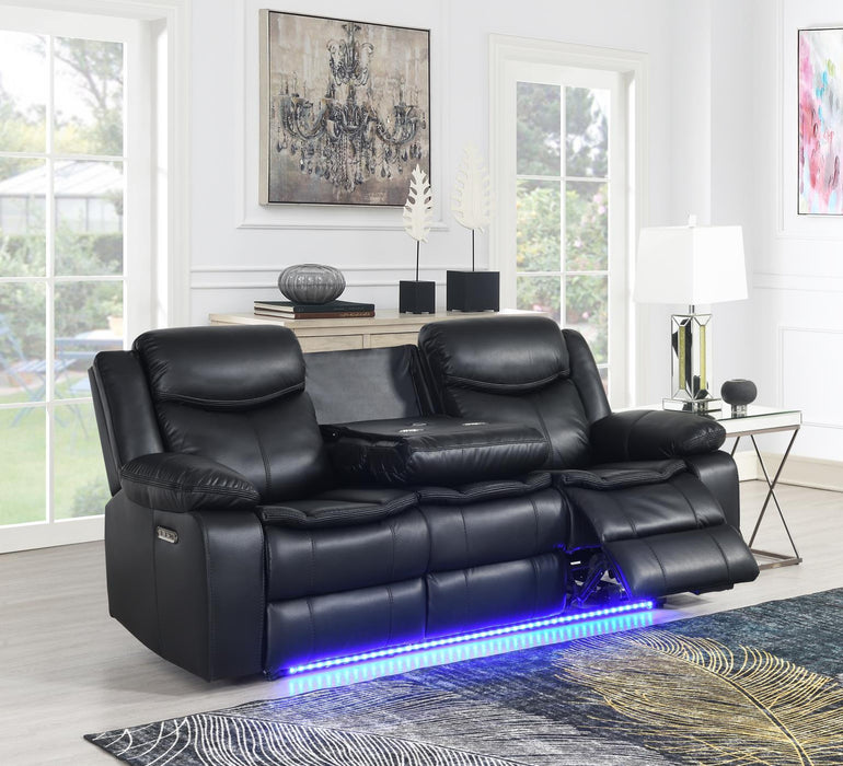 U100 - Power Reclining Sofa With LED Light - Black
