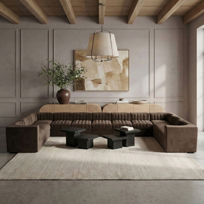 Rummi - Velvet Performance Fabric Upholstered 11 Piece Modular Sectional - Stylish Home Furniture